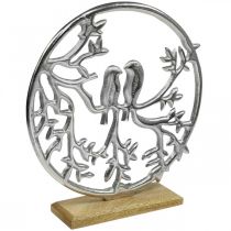 Produkt Dekoracja stołu sprężyna, ozdobny pierścionek ptak deco srebrny W37,5 cm
