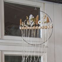 Produkt Pierścień dekoracyjny, metal, koraliki drewniane, Ø30cm, czarny, biały, naturalny, zestaw 4 szt.