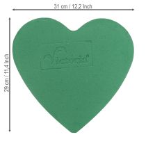 Produkt Romantyczne serce z pianki florystycznej 30cm, zielona, 2 sztuki