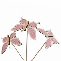 Produkt Drewniane patyczki ozdobne różowy motyl 7,5cm 28cm 12szt