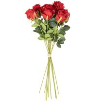 Produkt Sztuczna róża na długiej łodydze, czerwony sztuczny kwiat, 62cm, 12 sztuk
