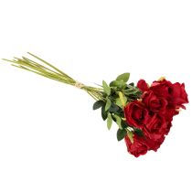 Produkt Sztuczna róża na długiej łodydze, czerwony sztuczny kwiat, 62cm, 12 sztuk