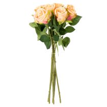 Produkt Bukiet sztucznych róż o realistycznym wyglądzie, trwały, do dekoracji ślubnych, 44 cm, 6 sztuk