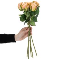 Produkt Bukiet sztucznych róż o realistycznym wyglądzie, trwały, do dekoracji ślubnych, 44 cm, 6 sztuk