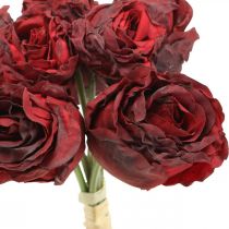 Sztuczne róże czerwone, kwiaty jedwabne, wiązanka róż L23cm 8szt.