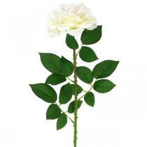 Kwiat jedwabiu, róża na łodydze, sztuczna roślina kremowo-biały, różowy dł.72cm Ø13cm
