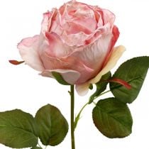 Deco rose pink, dekoracja kwiatowa, sztuczna róża dł.74cm Ø7cm