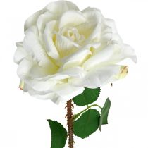 Biała róża Sztuczna róża na łodydze Jedwabny kwiat Sztuczna róża L72cm Ø13cm