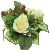 Bukiet Róż/Hortensji Biały z Jagodami 31cm
