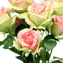 Krzew róży sztuczny zielony, różowy 55cm