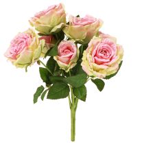 Produkt Sztuczny krzew różany zielony, różowy 55cm