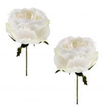 Kwiat róży biały 17cm 4szt