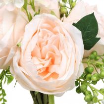 Sztuczny bukiet róż, bukiet kwiatów jedwabiu, róże w pęczku, sztuczny bukiet róż różowy L28cm