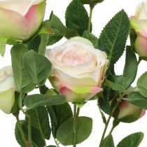 Gałązka róży, jedwabne róże, sztuczna gałązka różowy, kremowy dł.66cm Ø3/5cm