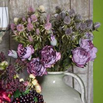 Róża Gałąź Jedwabny Kwiat Dekoracja Stołu Art Rose Fioletowy Antyczny L53cm