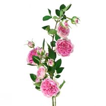 Gałązki róży jedwabne róże Sztuczne gałązki róż różowe kremowe 79cm