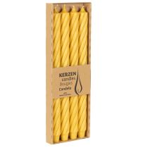 Produkt Świece Rustic Twist, wysokie świece stożkowe, jednolity żółty, 350/28 mm, 4 sztuki