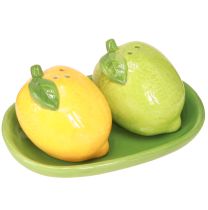 Solniczka i pieprzniczka ceramiczna dekoracja cytryna limonka 13×8cm
