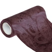 Produkt Bieżnik aksamitny wstążkowy Fioletowy wstążka stołowa wzór Paisley 150mm 3m