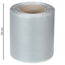 Produkt Satynowa wstążka do wieńców, srebrna, szerokość 100 mm, długość 25 m, do wieńców pogrzebowych, pamiątkowych i rocznicowych, odporna na warunki atmosferyczne i kompostowalna