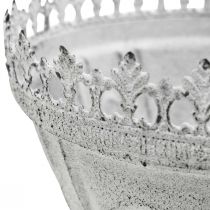 Ozdobna miseczka metalowa dekoracyjna miska biała z koroną wys.15cm