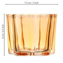 Produkt Szklany świecznik na tealighty w kształcie misy, kwiat pomarańczowy, Ø7,5cm, wys.6cm, 6 szt.