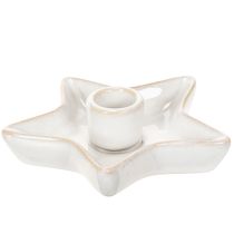 Produkt Ceramiczny świecznik gwiazda, biały, na świece stożkowe, 12 cm, 2 sztuki