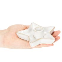Produkt Ceramiczny świecznik gwiazda, biały, na świece stożkowe, 12 cm, 2 sztuki