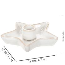 Produkt Ceramiczny świecznik gwiazda, biały, na świece stożkowe, 12 cm, 2 sztuki