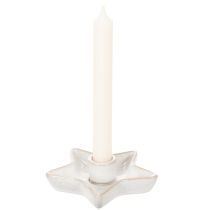 Produkt Ceramiczny świecznik gwiazda, biały, na świece stożkowe, 12 cm, 2 sztuki