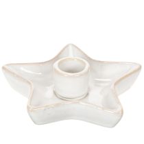 Produkt Ceramiczny świecznik gwiazda, biały, na świece stożkowe, 12 cm, 2 sztuki