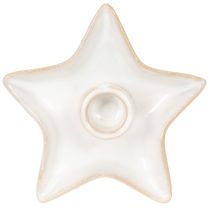 Produkt Ceramiczny świecznik gwiazda, biały, na świece stożkowe, 12 cm, 2 sztuki