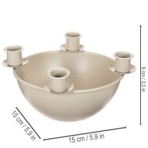 Produkt Świecznik z 4 uchwytami, nowoczesny wieniec adwentowy, beżowy, 15 cm