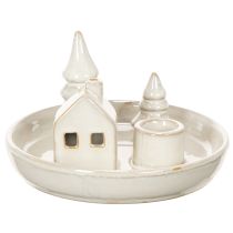Produkt Dekoracyjny ceramiczny świecznik z domkiem i drzewami, 16 cm
