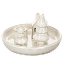 Produkt Dekoracyjny ceramiczny świecznik z domkiem i drzewami, 16 cm