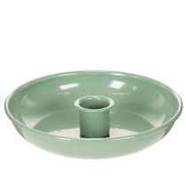 Produkt Zielony metalowy świecznik, dekoracyjny, na świece stożkowe, 13 cm