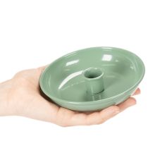 Produkt Zielony metalowy świecznik, dekoracyjny, na świece stożkowe, 13 cm