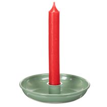 Produkt Zielony metalowy świecznik, dekoracyjny, na świece stożkowe, 13 cm