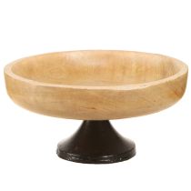 Produkt Miska z nóżką z drewna i metalu w kolorze naturalnym czarnym Ø20cm W10cm