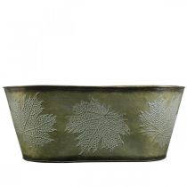 Produkt Autumn Planter Bowl, Metal Deco z liśćmi Decor Green L38cm H15cm