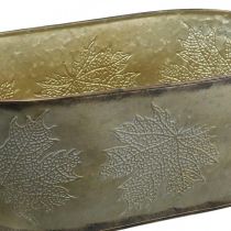 Produkt Doniczka jesienna, misa na rośliny z liśćmi, dekoracja metalowa złota L38cm W15cm