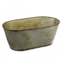 Produkt Doniczka jesienna, misa na rośliny z liśćmi, dekoracja metalowa złota L38cm W15cm