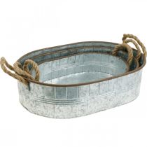 Produkt Doniczka z uchwytami, miska na zioła, podstawa aranżacyjna srebrna, brązowa L39/35,5/32 cm W10/8,5/7 cm zestaw 3 szt.