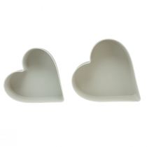 Produkt Miska dekoracyjna z tworzywa sztucznego w kształcie serca, biało-szara, 24/21 cm, zestaw 2 szt