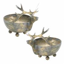 Produkt Miska z głową renifera metalowa w złotym stylu vintage Ø9,5cm 2szt