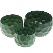 Deco Bowl Metal Green Vintage Cachepot Ø25/20,5/16,5cm Zestaw 3 szt.