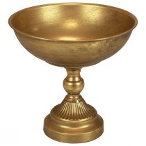 Miska z ozdobną metalową nóżką, złota Ø25,5cm W24cm