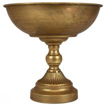Miska z ozdobną metalową nóżką, złota Ø25,5cm W24cm