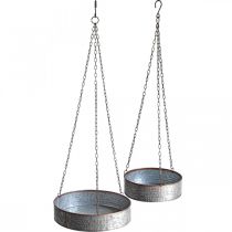 Miska na rośliny do zawieszenia, naczynie metalowe z łańcuszkiem srebrny, miedziany Ø30/40m W9/9,5cm L98/112cm