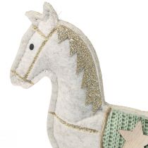 Produkt Konik na biegunach Dekoracja świąteczna kremowa 20x4,5x22cm 2 szt